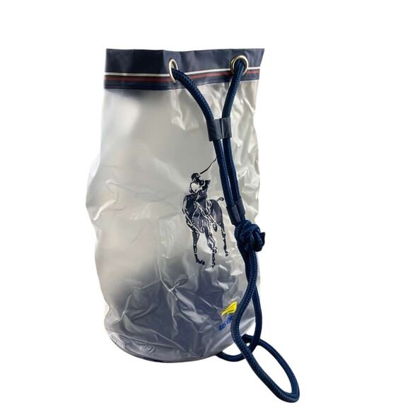 US Open Polo Ralph Lauren Drawstring Backpack White Blue Logo Rope Strap Tote - Picture 2 of 8